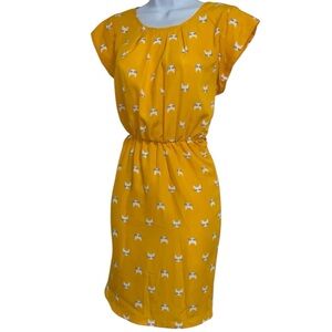 Sweet Rain Yellow Dress W/ Cats All Over